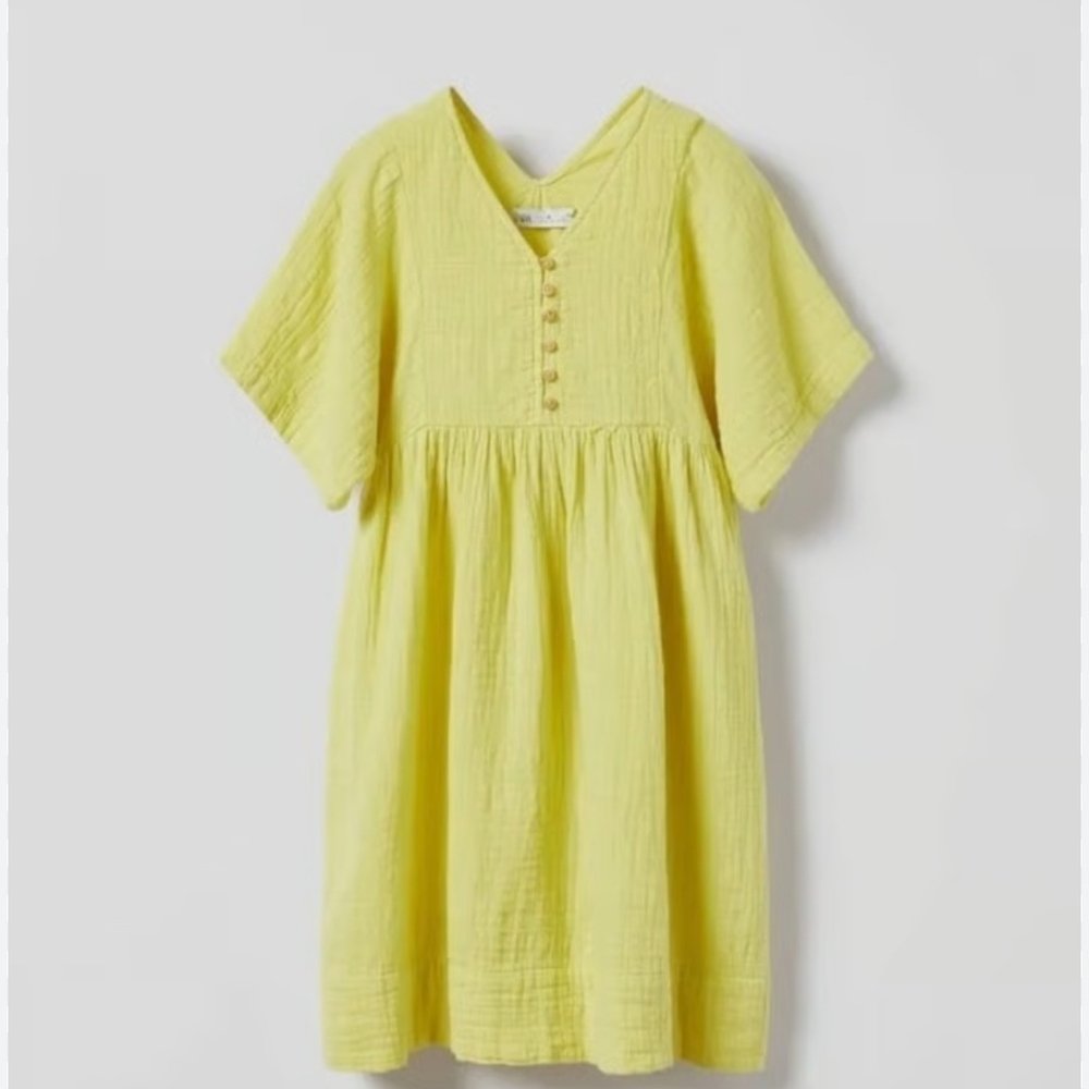 Zara Yellow Sundress V-Neck Flutter Sleeve